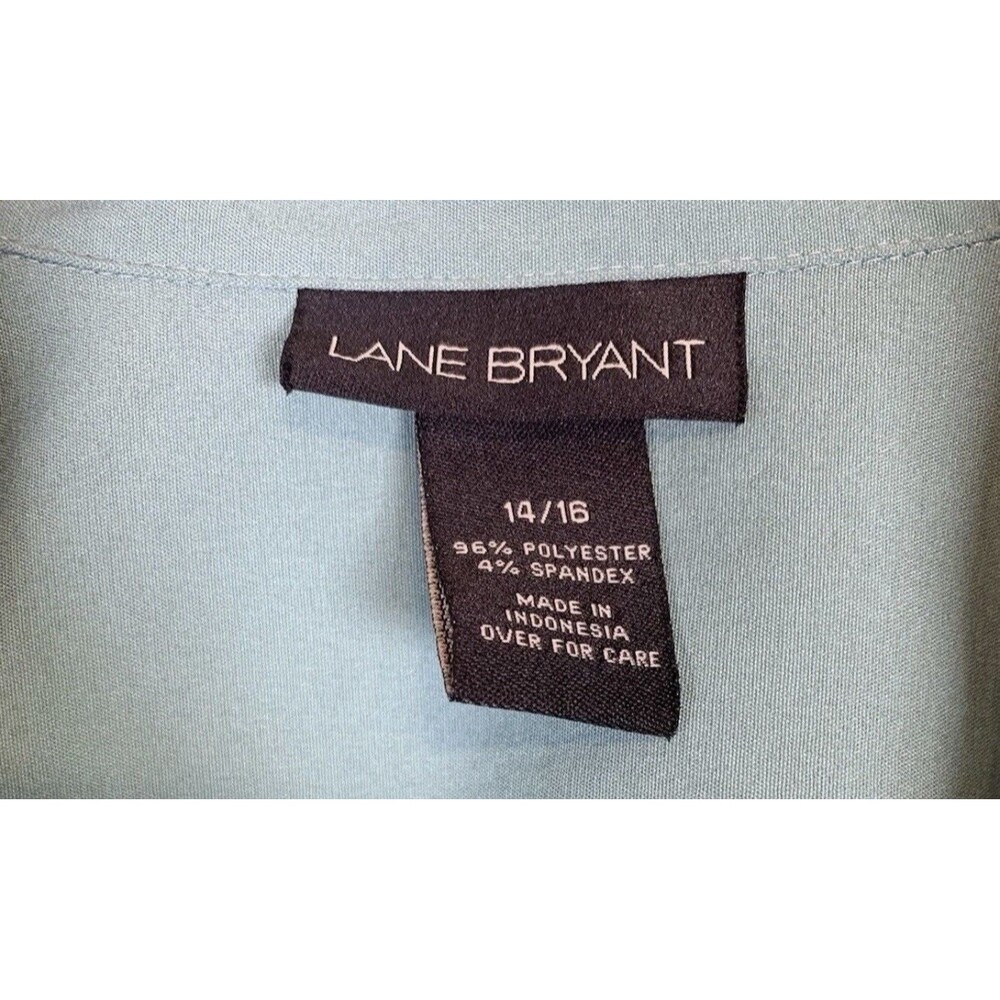 Lane Bryant Green Stretch Pocket Button Up Long Sleeve Blouse Top Size 14/16 New - Picture 4 of 8